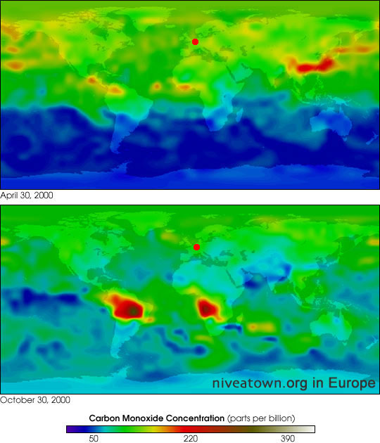carbon monoxide world map