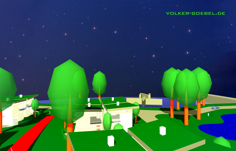 Rote Rampe - Häuser - Wege - Bäume - Gras