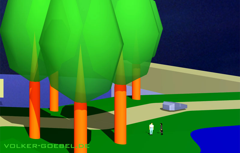 Bäume, Teich und ein Weg