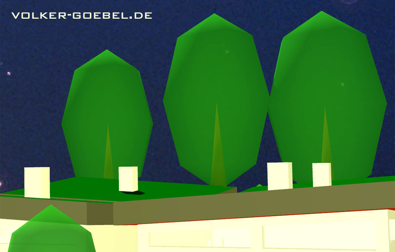 Dachkanten und Bäume